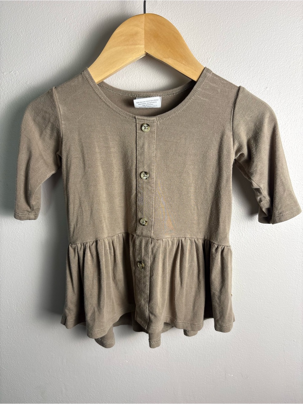 Girls' 3/4 Sleeve Jax + Lennon Bamboo Peplum Top 6-12 Months